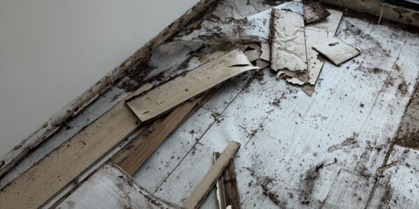 พื้นไม้ลามิเนตเดิมที่เสียหาย