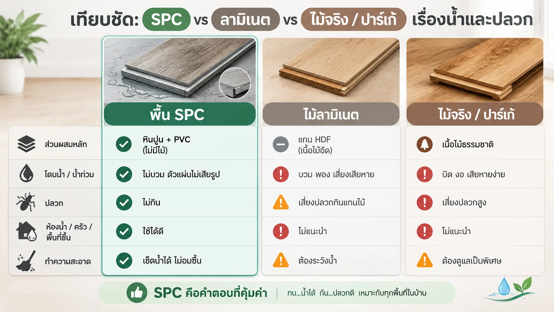 หมดปัญหาพื้นบวมช่วงน้ำท่วม! ทำไมพื้น SPC กันน้ำ 100% และปลวกไม่กินตลอดชีพ — รูปที่ 3