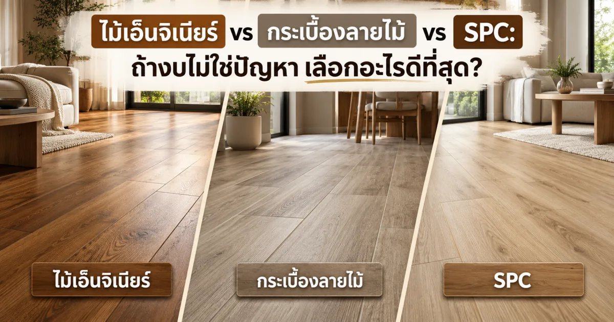 ไม้เอ็นจิเนียร์ vs กระเบื้องลายไม้ vs SPC: ถ้างบไม่ใช่ปัญหา เลือกอะไรดีที่สุด? — รูปที่ 1